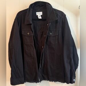 For The Republic Black Raw Hem Denim Jacket, Size 3X